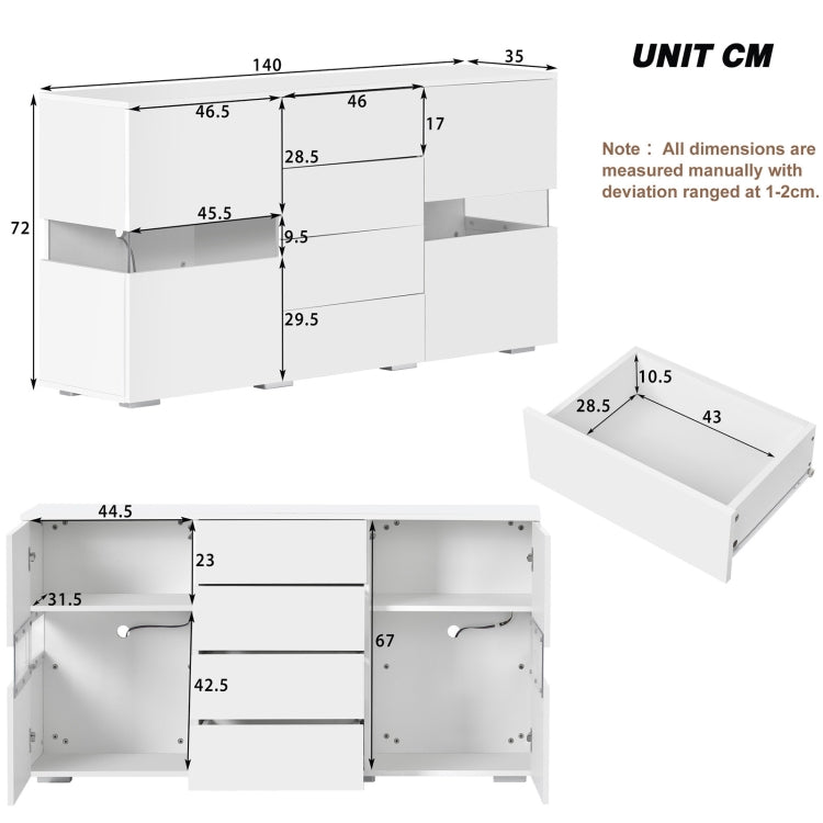 [EU Warehouse] Modern Wooden LED TV Stand Cabinet, Size: 140 x 35 x 72cm