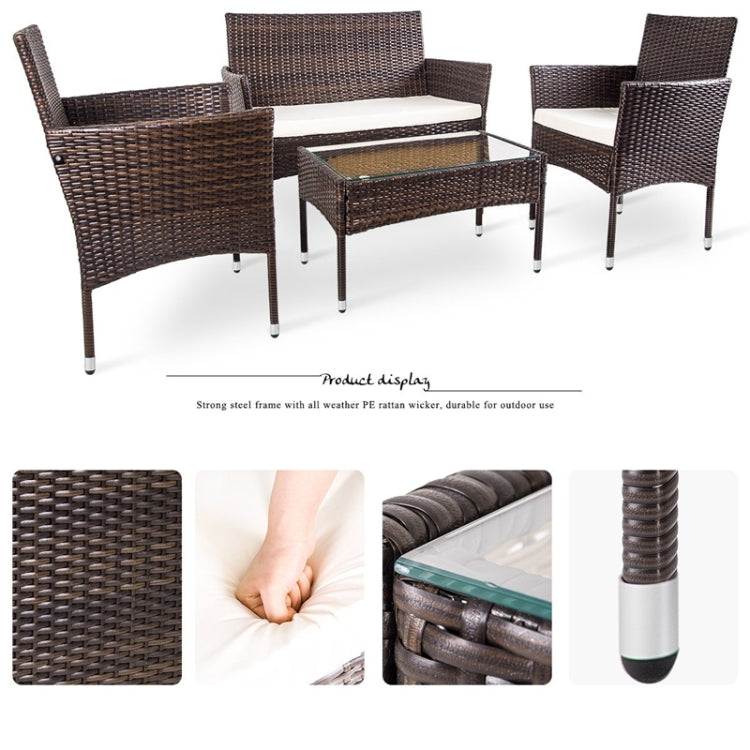 [US Warehouse] 4 in 1 Outdoor Garden Rattan Patio Furniture Sofa Set