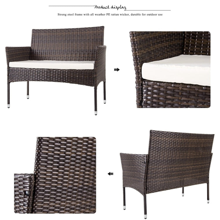[US Warehouse] 4 in 1 Outdoor Garden Rattan Patio Furniture Sofa Set