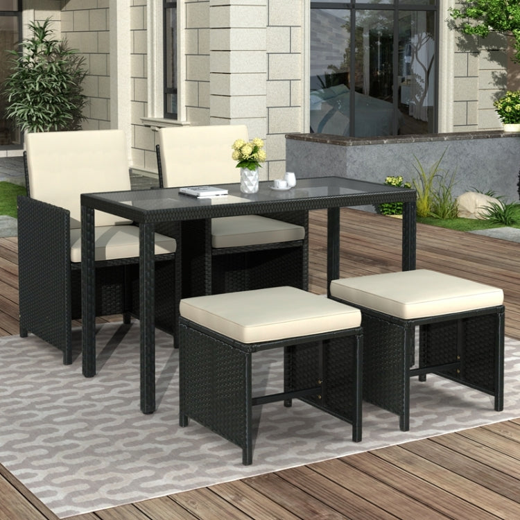 [US Warehouse] 5 in 1 Rattan Outdoor Patio Furniture Set