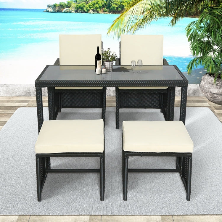 [US Warehouse] 5 in 1 Rattan Outdoor Patio Furniture Set