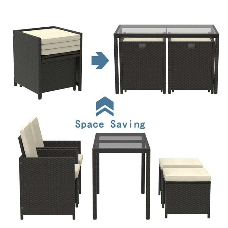 [US Warehouse] 5 in 1 Rattan Outdoor Patio Furniture Set
