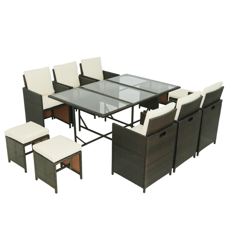 [US Warehouse] 11 in 1 Outdoor Rattan Wicker Patio Dining Table Set