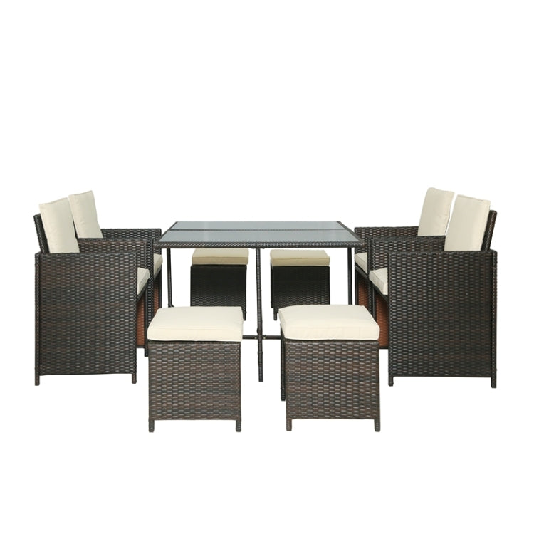 [US Warehouse] 9 in 1 Outdoor Rattan Wicker Patio Dining Table Set
