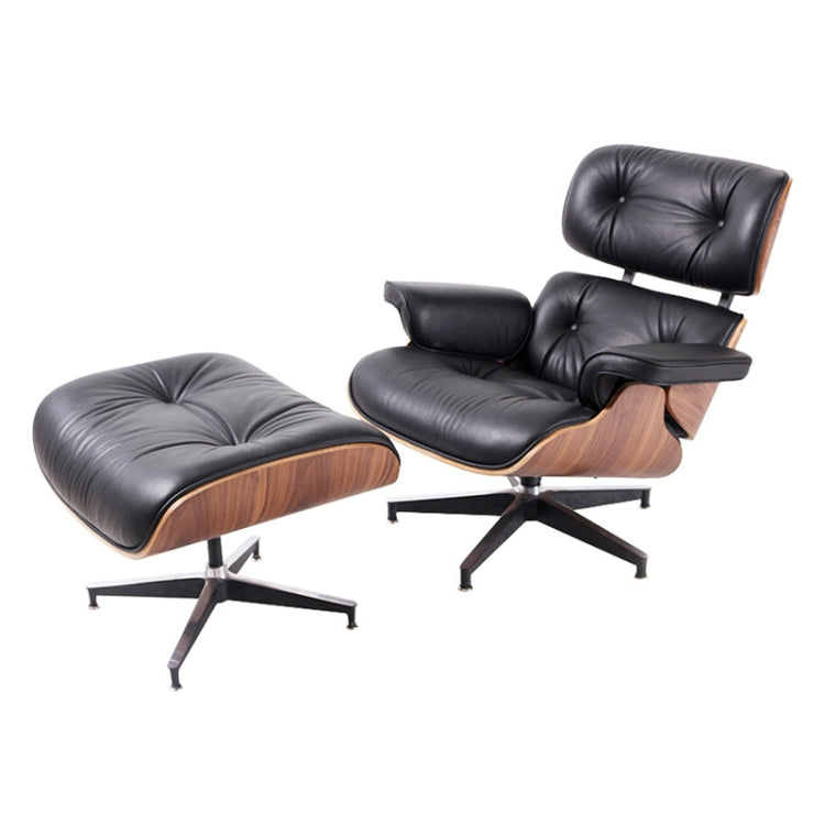 [US Warehouse] TY-303 Walnut Study Chair Nordic Leather Sofa Chair Recliner