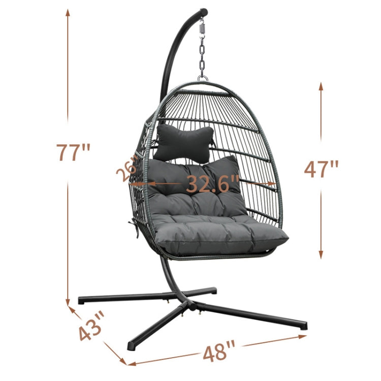 [US Warehouse] TYHW003A Outdoor Indoor Single Folding Rattan Basket Hanging Chair