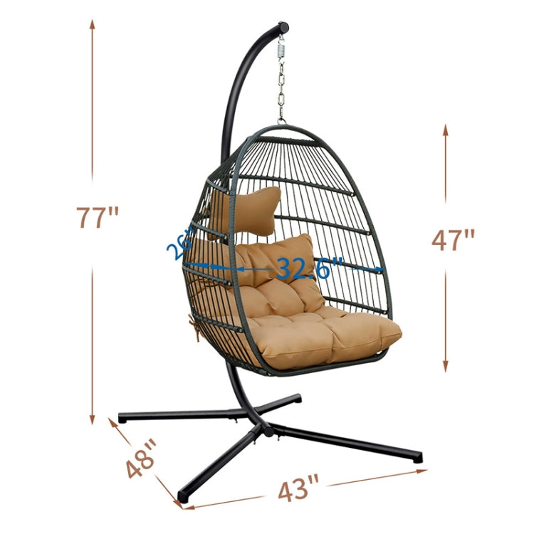 [US Warehouse] TYHW003C Outdoor Indoor Single Folding Rattan Basket Hanging Chair