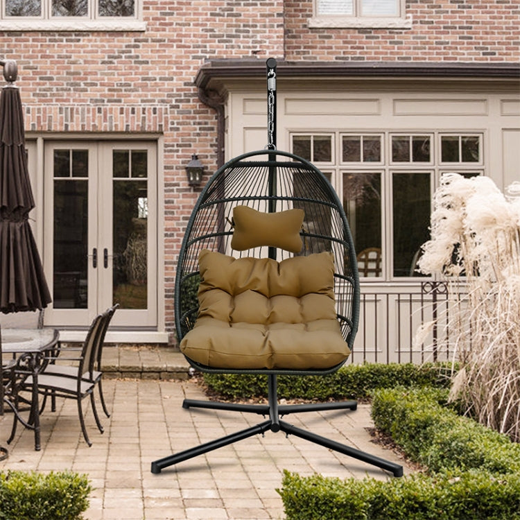 [US Warehouse] TYHW003C Outdoor Indoor Single Folding Rattan Basket Hanging Chair