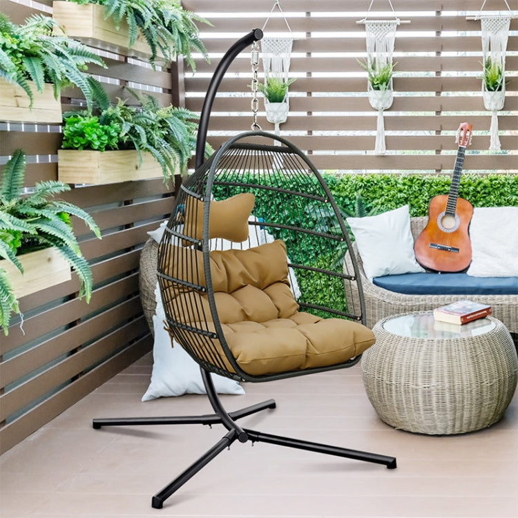 [US Warehouse] TYHW003C Outdoor Indoor Single Folding Rattan Basket Hanging Chair