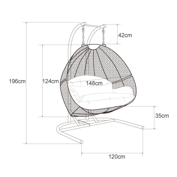 [US Warehouse] TYHW001B Outdoor Indoor Double Bird Nest Rattan Hanging Basket Hanging Chair