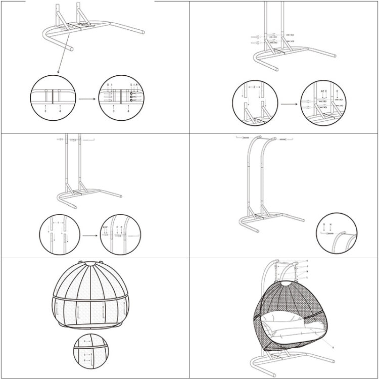 [US Warehouse] TYHW001B Outdoor Indoor Double Bird Nest Rattan Hanging Basket Hanging Chair