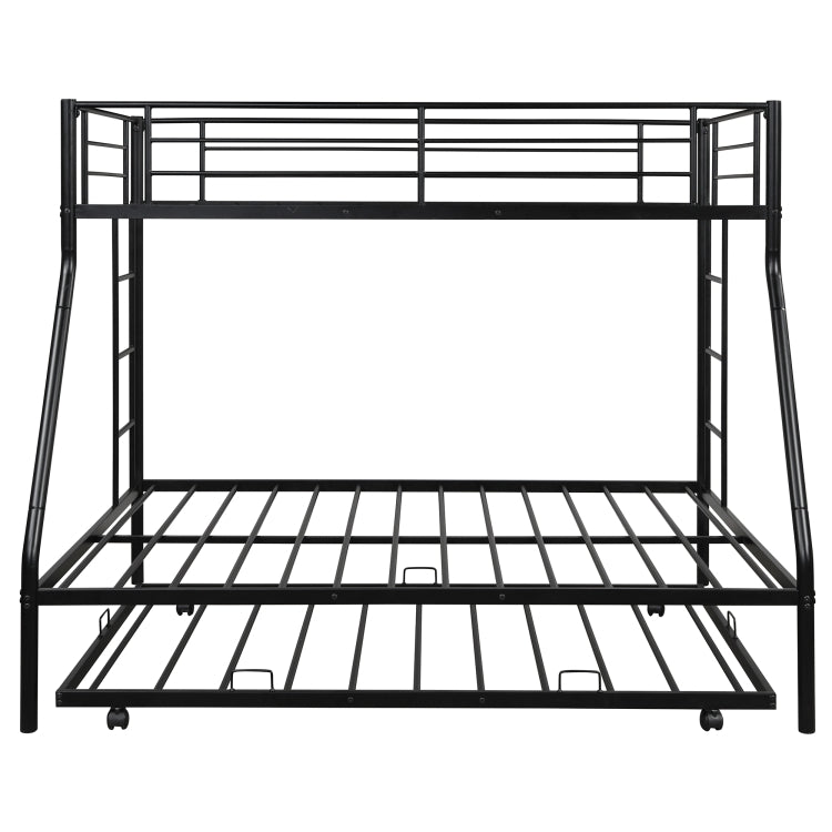 [US Warehouse] Household Twin Over Full Sturdy Steel Frame Bunk Bed with Ladder & Trundle