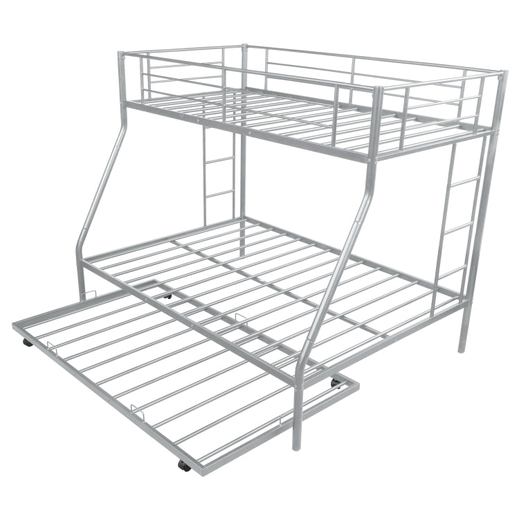 [US Warehouse] Household Twin Over Full Sturdy Steel Frame Bunk Bed with Ladder & Trundle