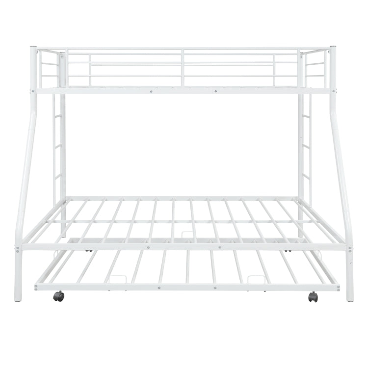 [US Warehouse] Household Twin Over Full Sturdy Steel Frame Bunk Bed with Ladder & Trundle