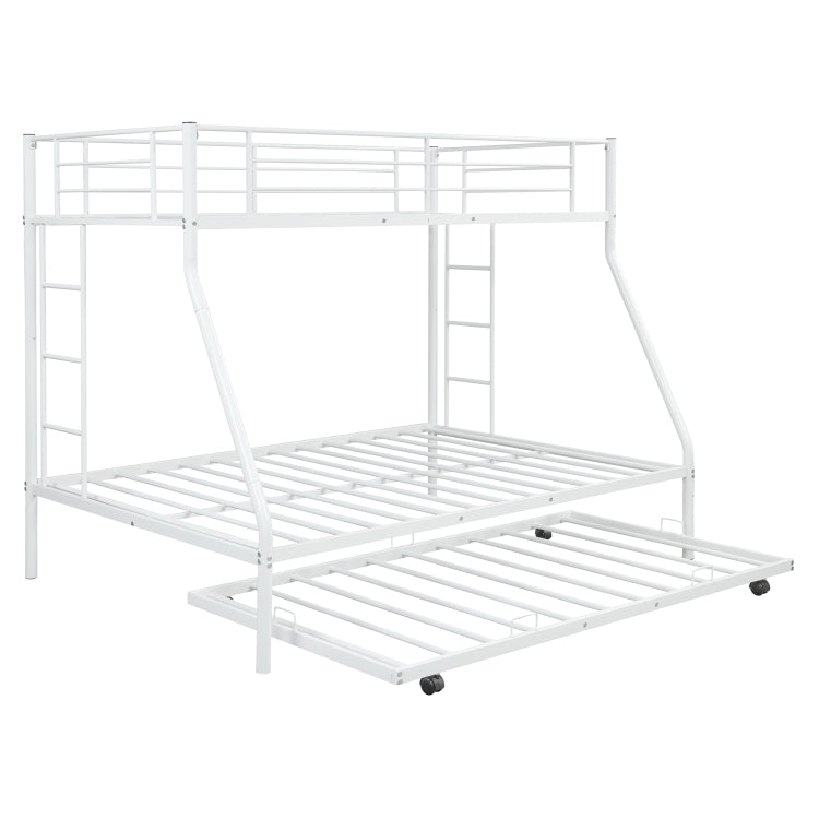 [US Warehouse] Household Twin Over Full Sturdy Steel Frame Bunk Bed with Ladder & Trundle