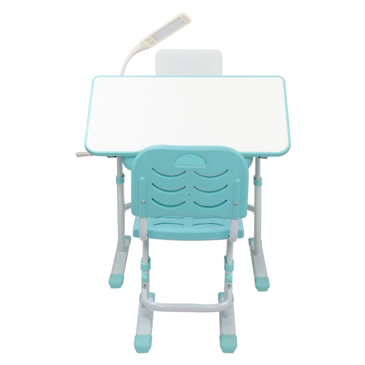 [US Warehouse] 80cm Hand-cranked Lifting Top Can Tilt Children Learning Table And Chairs with Reading Stand & USB Interface Desk Lamp
