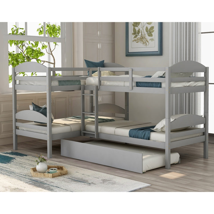 [US Warehouse] L Type Double Bunk Bed, Size: 119x80x63 inch(Grey)