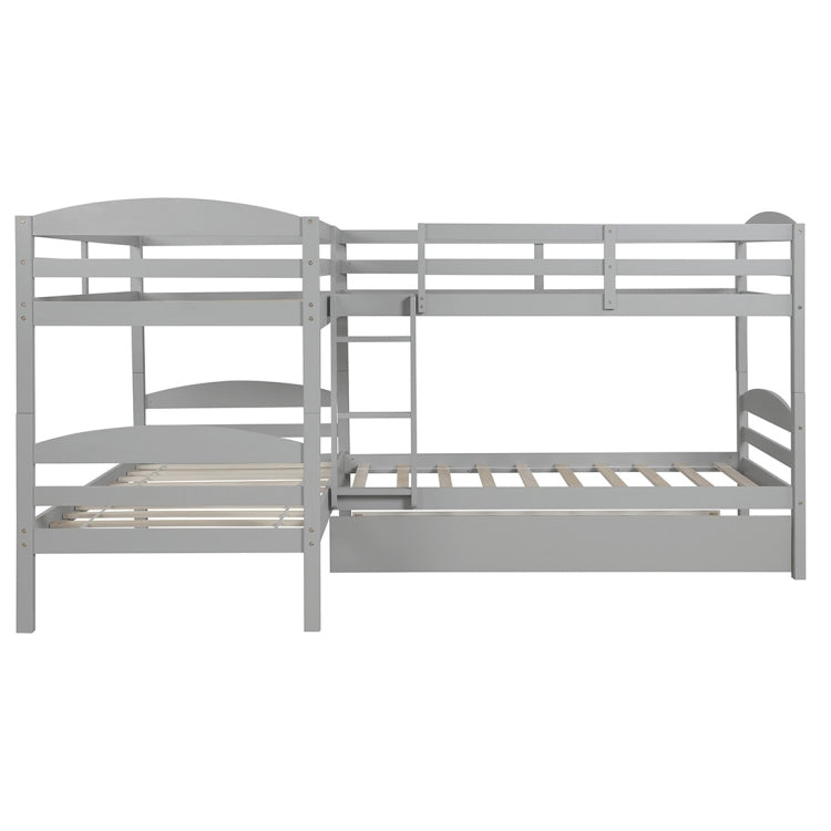 [US Warehouse] L Type Double Bunk Bed, Size: 119x80x63 inch(Grey)