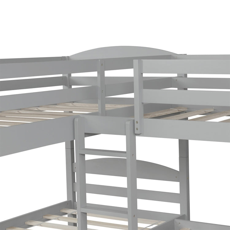 [US Warehouse] L Type Double Bunk Bed, Size: 119x80x63 inch(Grey)