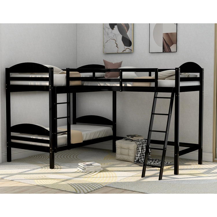 [US Warehouse] L-shaped Bunk Beds Snd Loft Beds, Size: 119x80x75 inch(Coffee)