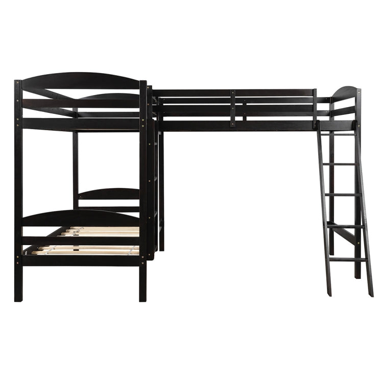 [US Warehouse] L-shaped Bunk Beds Snd Loft Beds, Size: 119x80x75 inch(Coffee)