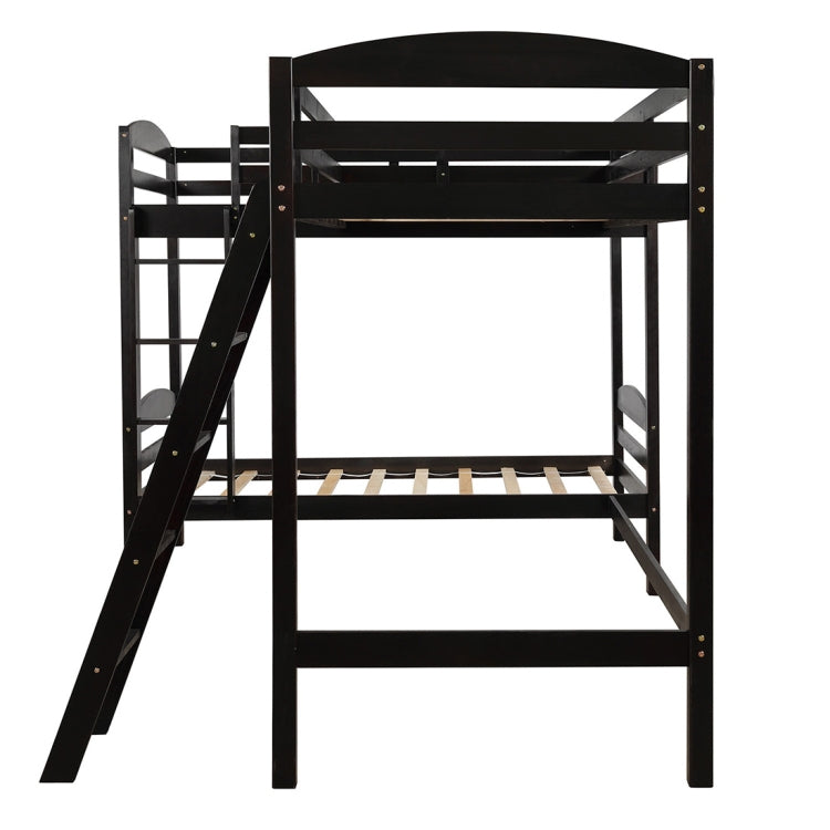[US Warehouse] L-shaped Bunk Beds Snd Loft Beds, Size: 119x80x75 inch(Coffee)