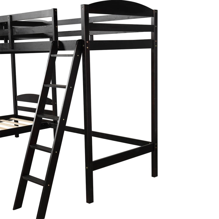 [US Warehouse] L-shaped Bunk Beds Snd Loft Beds, Size: 119x80x75 inch(Coffee)