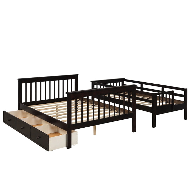 [US Warehouse] Stair Bunk Bed with Drawers & Storage & Guardrails, Size: 91.73x51.57x61.4 inch