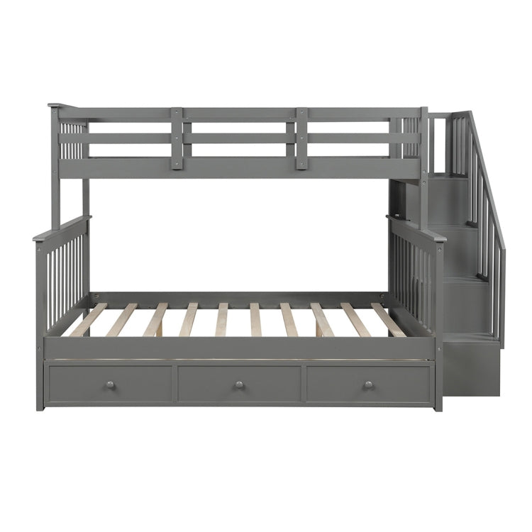 [US Warehouse] Stair Bunk Bed with Drawers & Storage & Guardrails, Size: 91.73x51.57x61.4 inch