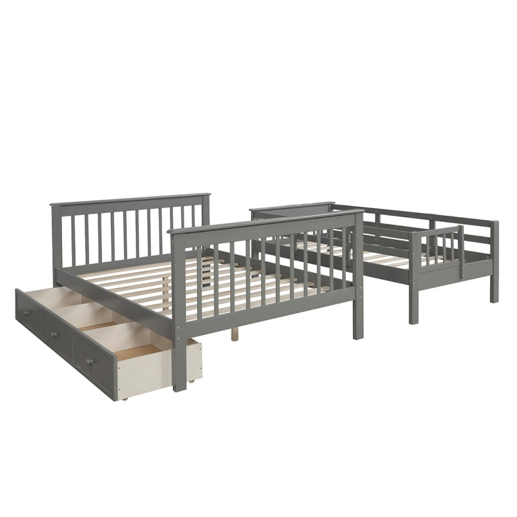 [US Warehouse] Stair Bunk Bed with Drawers & Storage & Guardrails, Size: 91.73x51.57x61.4 inch