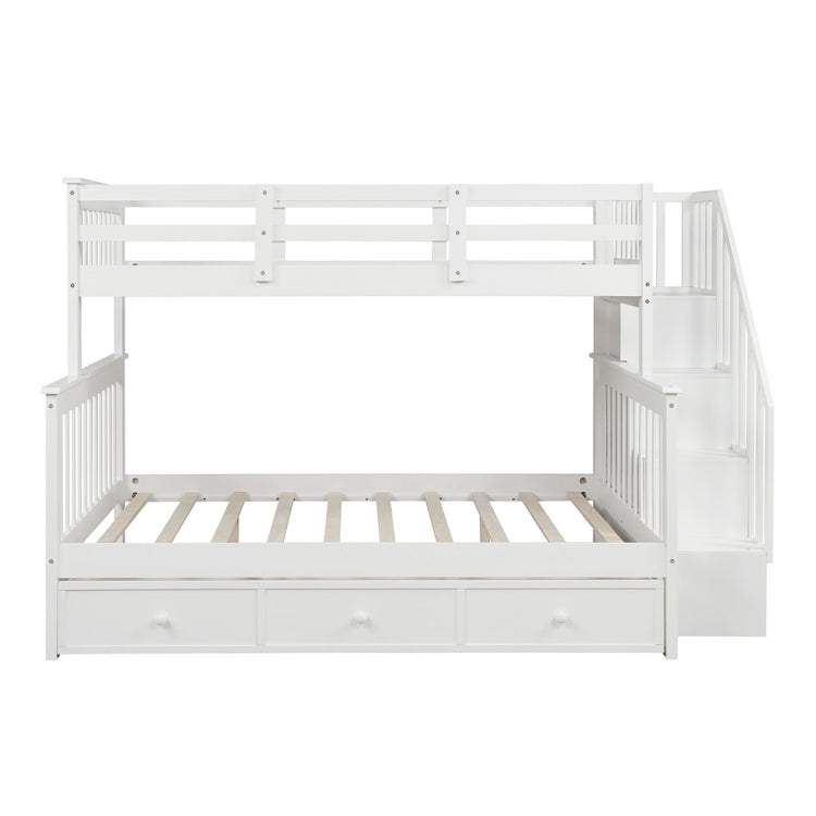 [US Warehouse] Stair Bunk Bed with Drawers & Storage & Guardrails, Size: 91.73x51.57x61.4 inch