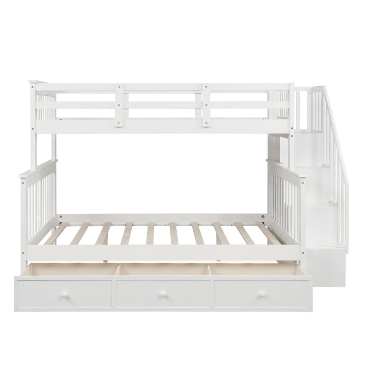 [US Warehouse] Stair Bunk Bed with Drawers & Storage & Guardrails, Size: 91.73x51.57x61.4 inch