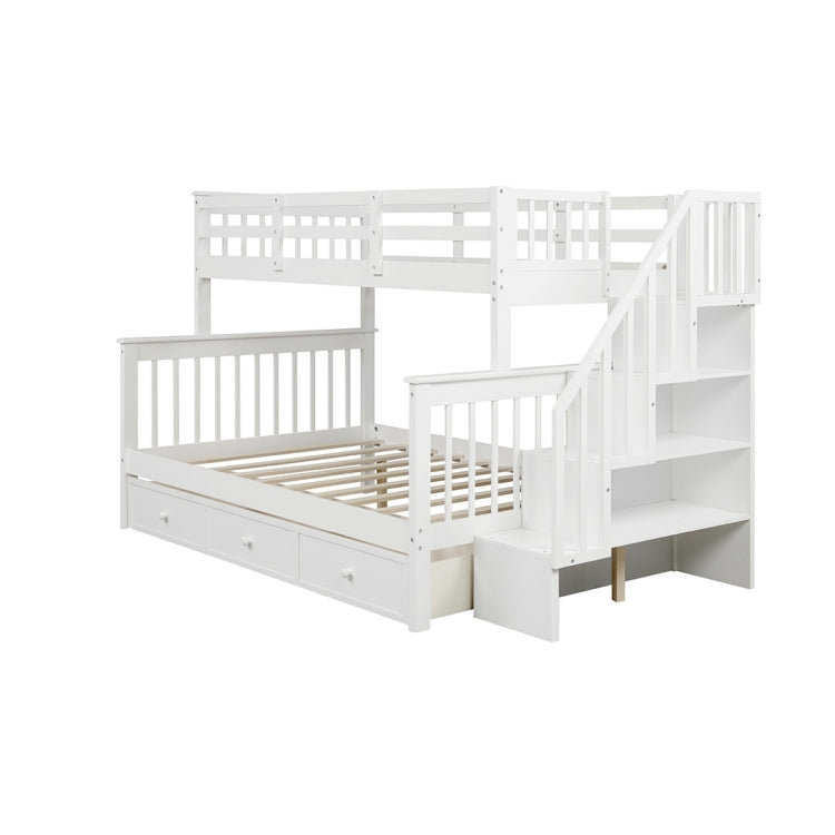 [US Warehouse] Stair Bunk Bed with Drawers & Storage & Guardrails, Size: 91.73x51.57x61.4 inch