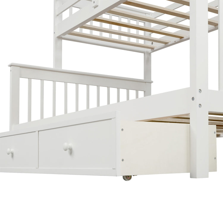 [US Warehouse] Stair Bunk Bed with Drawers & Storage & Guardrails, Size: 91.73x51.57x61.4 inch