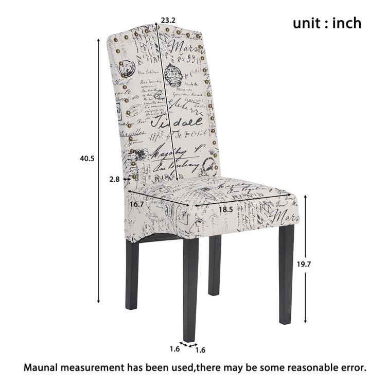 [US Warehouse] 2 PCS Solid Wood Foot Fabric Chair, Size: 18.5x19.5x40.5 inch