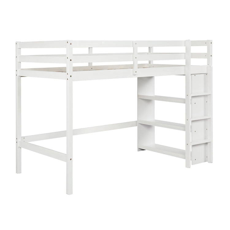 [US Warehouse] Twin Over Twin Bed with Shelves, Size: 79.5x79.5x58.3 inch