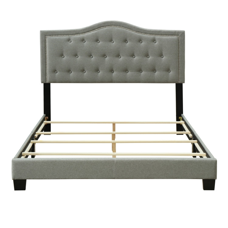 [US Warehouse] Soft Pack Platform Bed with Tufted Headboard & Wooden Slats, Size: 82.9x64.2x51.8 inch