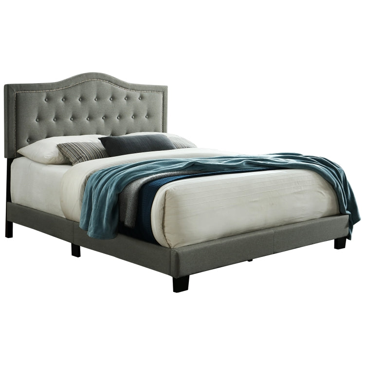 [US Warehouse] Soft Pack Platform Bed with Tufted Headboard & Wooden Slats, Size: 82.9x64.2x51.8 inch