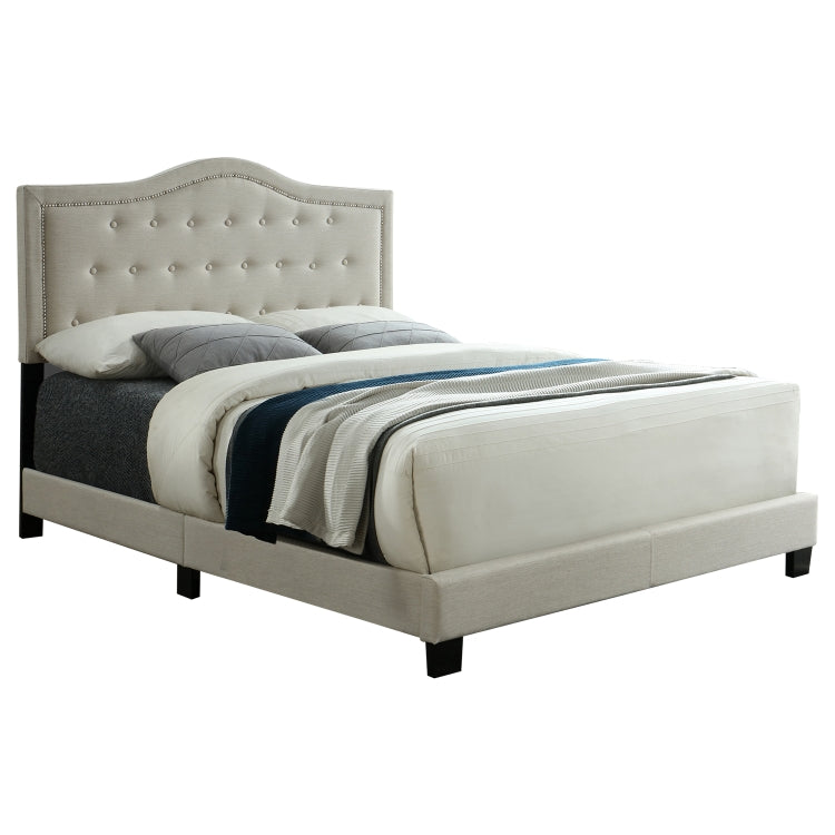 [US Warehouse] Soft Pack Platform Bed with Tufted Headboard & Wooden Slats, Size: 82.9x64.2x51.8 inch