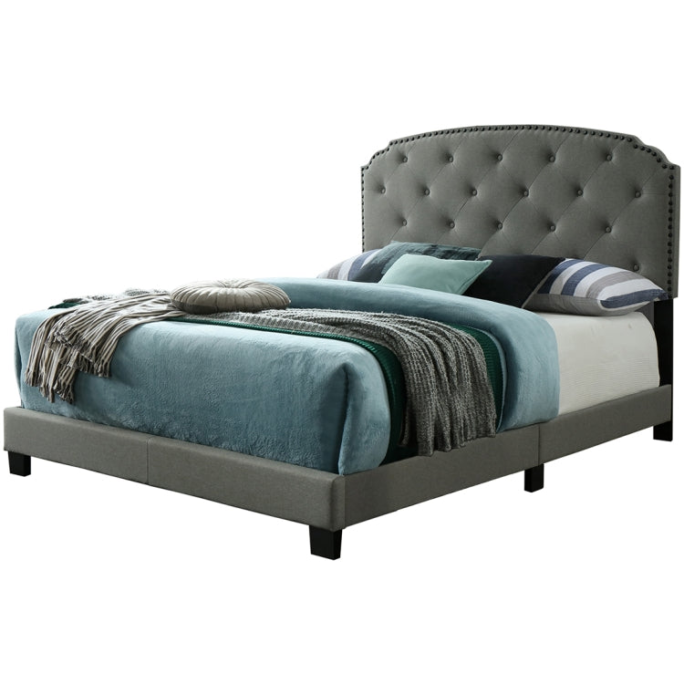 [US Warehouse] Soft Platform Bed with Ron Headboard & Wooden Slat Support, Size: 82.9x64.2x52.4 inch