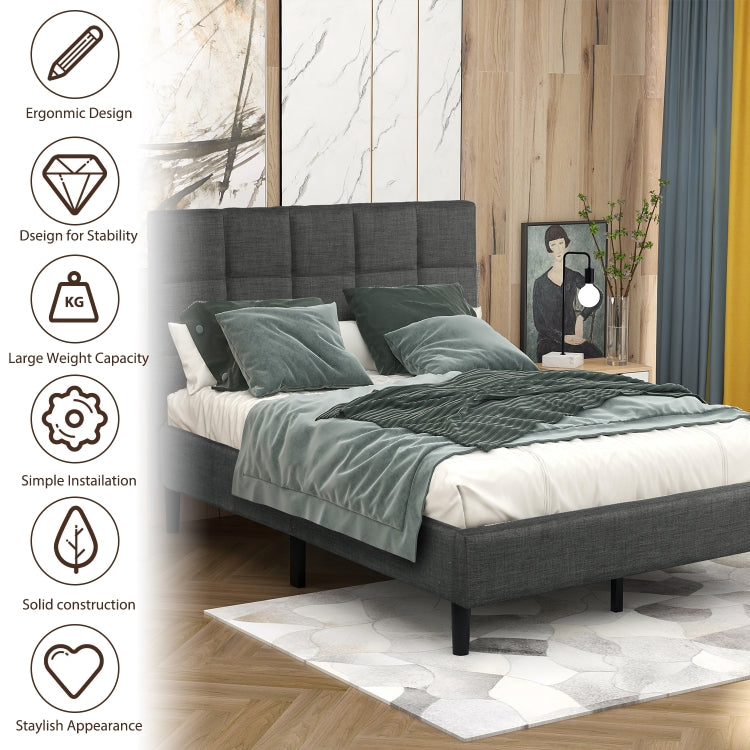 [US Warehouse] Upholstered Diamond Stitched Platform Bed, Size: 83.5x41.7x40.2 inch