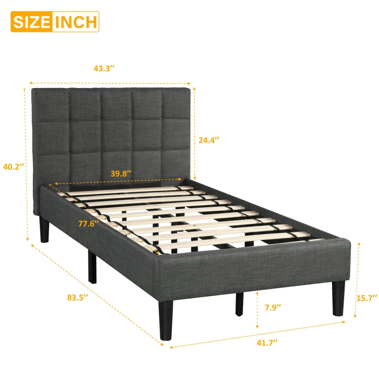 [US Warehouse] Upholstered Diamond Stitched Platform Bed, Size: 83.5x41.7x40.2 inch