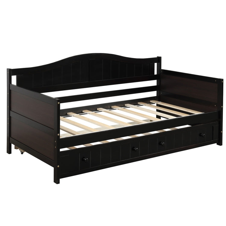 [US Warehouse] Double Wooden Sofa Bed with Footbed, Size: 78.2x42.3x35.4 inch