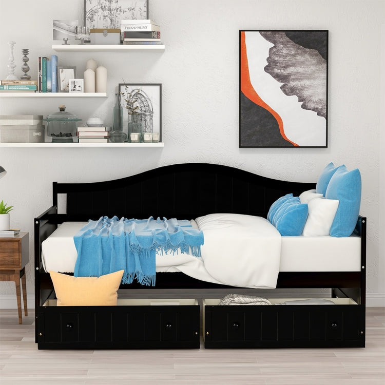 [US Warehouse] Double Wooden Sofa Bed with 2 Drawers, Size: 78.2x42.3x35.4 inch