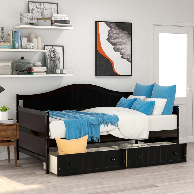 [US Warehouse] Double Wooden Sofa Bed with 2 Drawers, Size: 78.2x42.3x35.4 inch