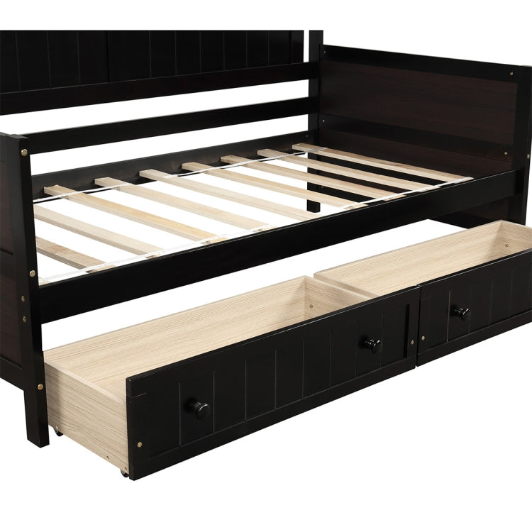 [US Warehouse] Double Wooden Sofa Bed with 2 Drawers, Size: 78.2x42.3x35.4 inch