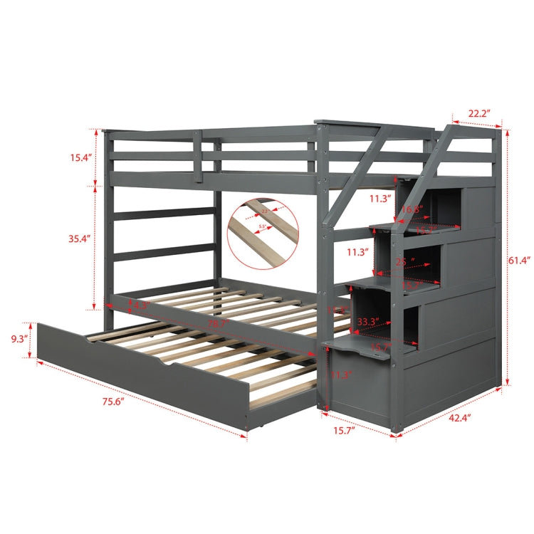 [US Warehouse] Twin Room with 3 Storage Cabinets, Size: 94.4x42.4x61.4 inch