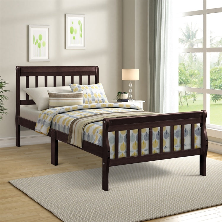 [US Warehouse] Wooden Platform Single Bed with Headboard & Pedal & Wooden Slat Support, Size: 79x41x35.4 inch