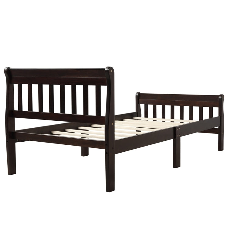 [US Warehouse] Wooden Platform Single Bed with Headboard & Pedal & Wooden Slat Support, Size: 79x41x35.4 inch