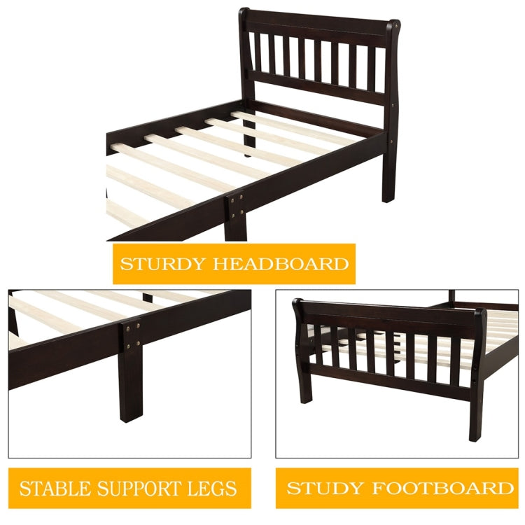 [US Warehouse] Wooden Platform Single Bed with Headboard & Pedal & Wooden Slat Support, Size: 79x41x35.4 inch